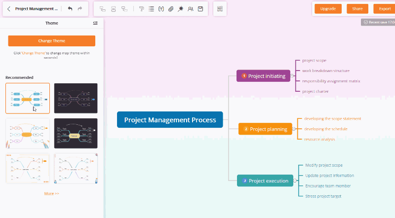 Cambio tema della mappa mentale