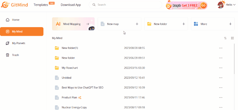 random theme for creating new mind map