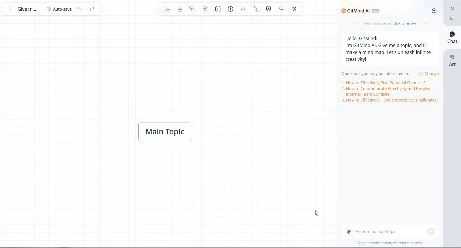 GitMind ai chat per generare mappa mentale